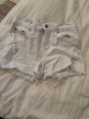 Levi's White Distressed Cutoff Denim Shorts